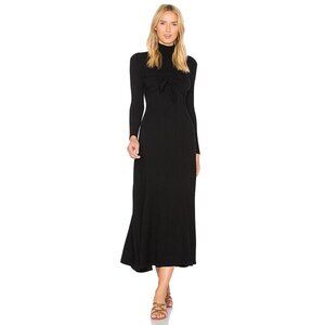 Mara Hoffman Flo Ribbed Midi Dress Size S Black Tie Front